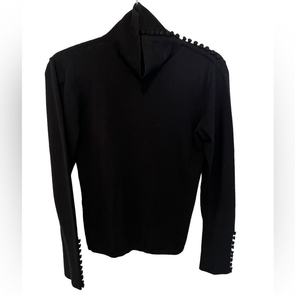 Max Mara Black Turtleneck Sweater With Buttons Long Sleeves✨